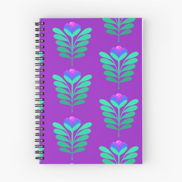 Item preview, Modern blue and pink flowers on purple designed and sold by MarySchwindt.