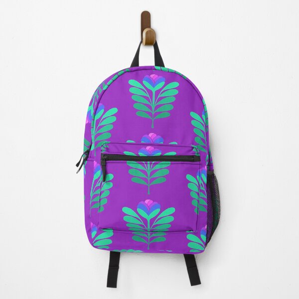 Item preview, Modern blue and pink flowers on purple designed and sold by MarySchwindt.