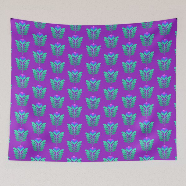 Item preview, Modern blue and pink flowers on purple designed and sold by MarySchwindt.