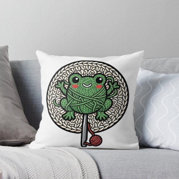 Item preview, Funny Crochet Frog Tangled In Green Yarn Gift designed and sold by jcm320.