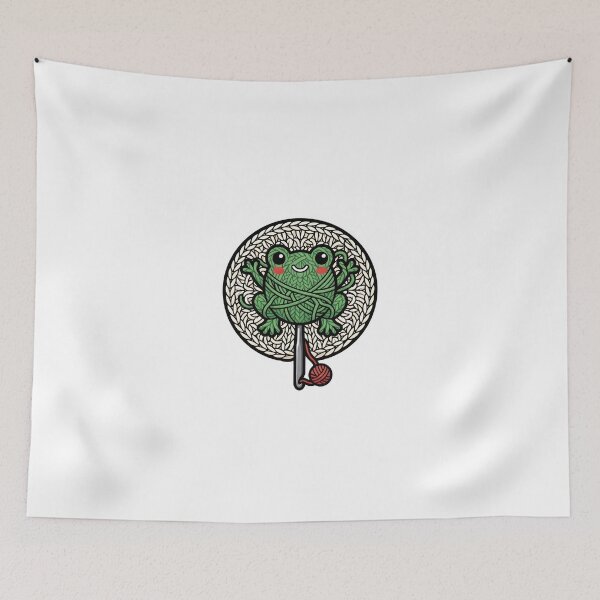 Item preview, Funny Crochet Frog Tangled In Green Yarn Gift designed and sold by jcm320.