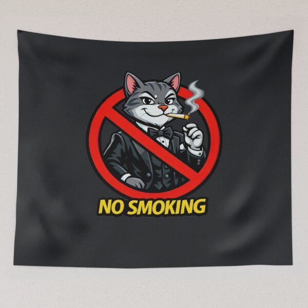 Item preview, No Smoking Cat Sticker – Funny Tuxedo Cat Cartoon Vector, Dapper Cat Gentleman Sign, Cool Smoking Forbidden Garage Wall Art designed and sold by SmartPuns.