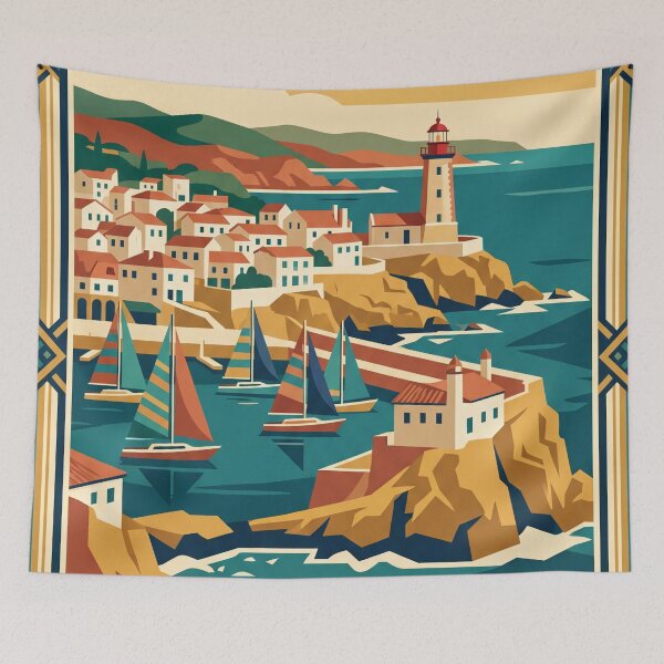 Item preview, Cascais Portugal Vintage Travel Poster designed and sold by Bomax121.