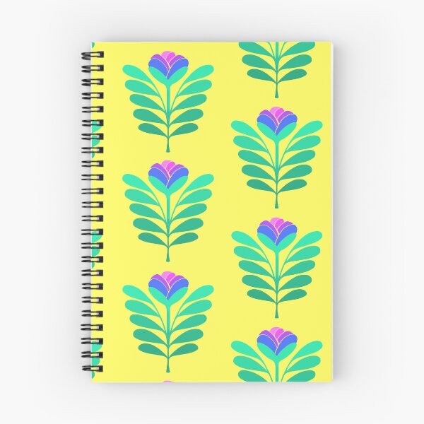 Item preview, Modern blue and pink flowers on yellow designed and sold by MarySchwindt.