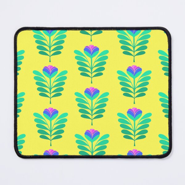 Item preview, Modern blue and pink flowers on yellow designed and sold by MarySchwindt.