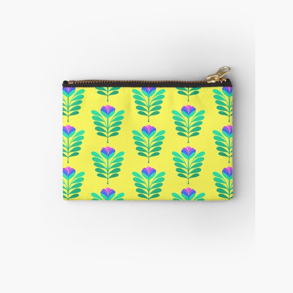 Item preview, Modern blue and pink flowers on yellow designed and sold by MarySchwindt.