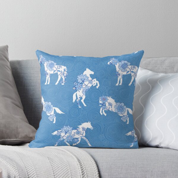 Item preview, Spring Stallion -Monochrome Cornflower Blue designed and sold by Fabricatemyart.