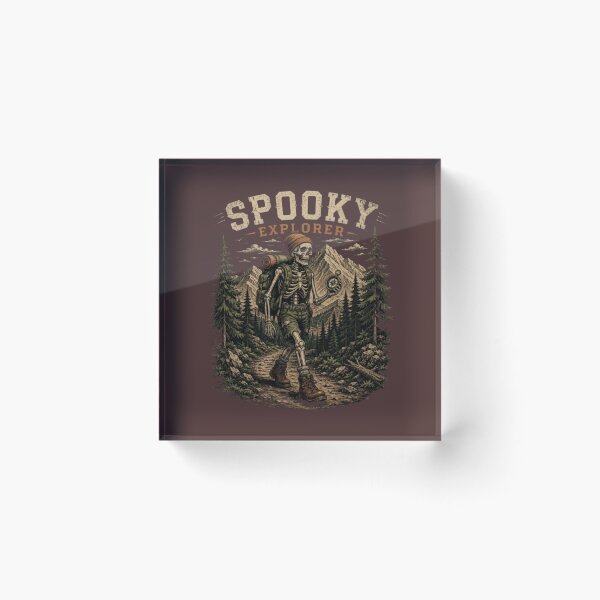 Item preview, The Urban Explorer | Spooky Skeleton Hiker Vintage Halloween Art designed and sold by The Urban Explorer.