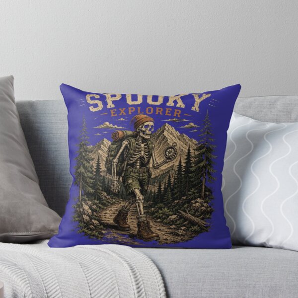 Item preview, The Urban Explorer | Spooky Skeleton Hiker Vintage Halloween Art designed and sold by The Urban Explorer.