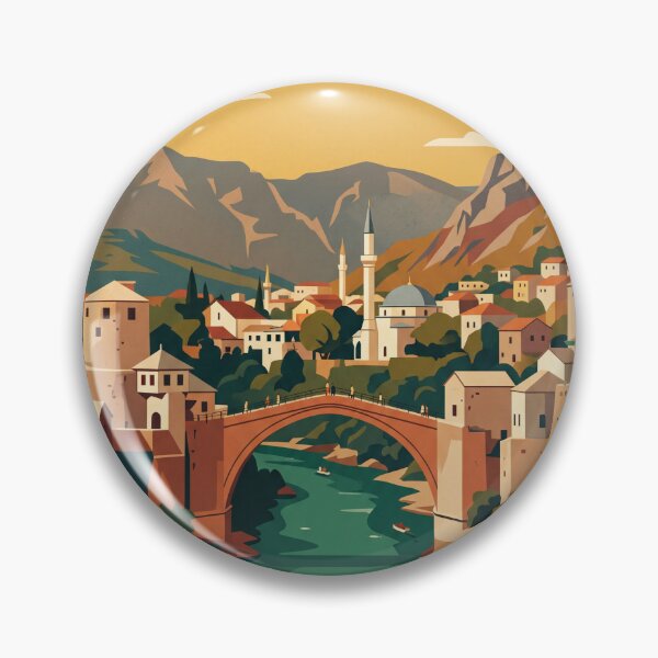 Item preview, Mostar Bosnia Vintage Travel Poster designed and sold by Bomax121.