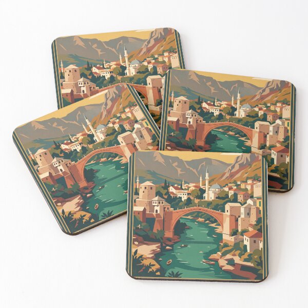 Item preview, Mostar Bosnia Vintage Travel Poster designed and sold by Bomax121.