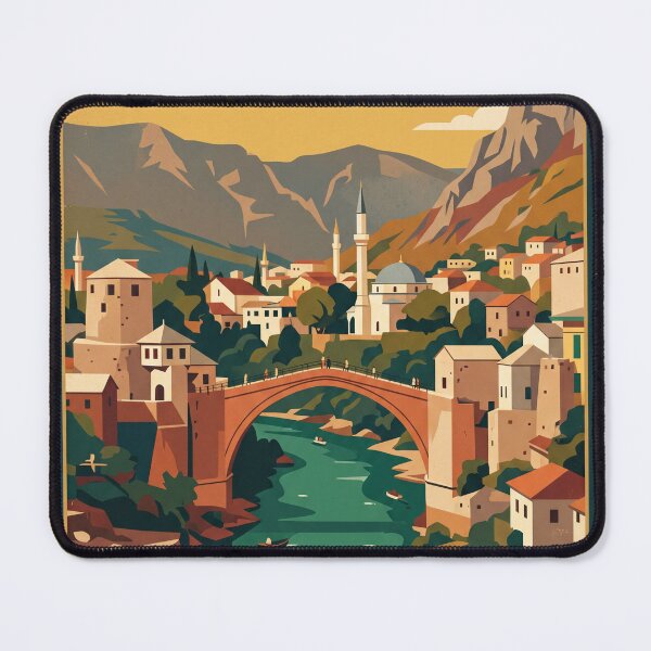 Item preview, Mostar Bosnia Vintage Travel Poster designed and sold by Bomax121.