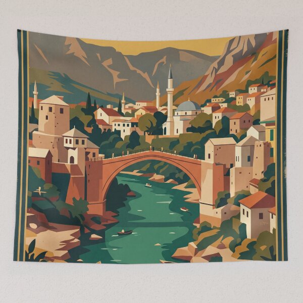 Item preview, Mostar Bosnia Vintage Travel Poster designed and sold by Bomax121.