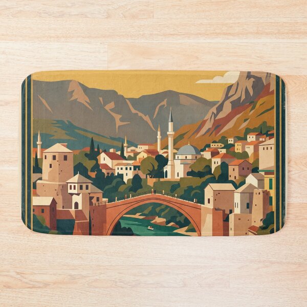 Item preview, Mostar Bosnia Vintage Travel Poster designed and sold by Bomax121.