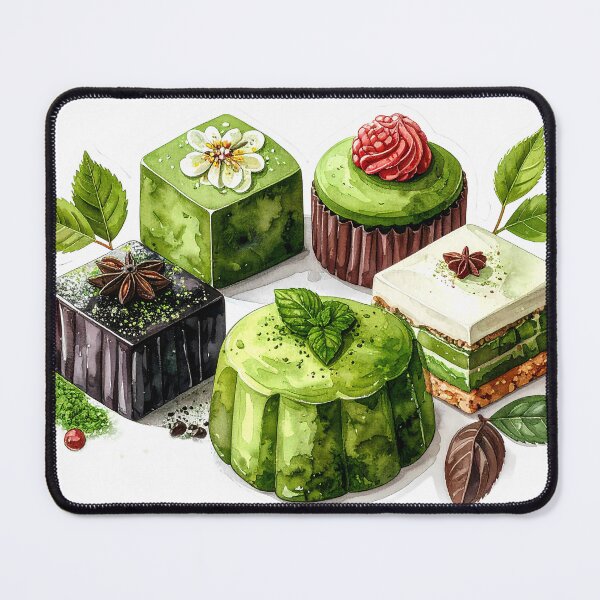 Item preview, Japanese Matcha Cake Watercolor Painting designed and sold by BetweenForms.
