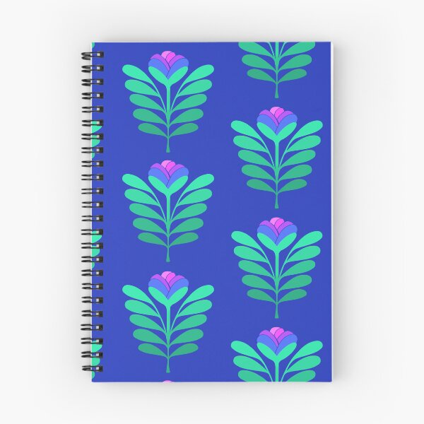 Item preview, Modern blue and pink flowers on deep blue designed and sold by MarySchwindt.