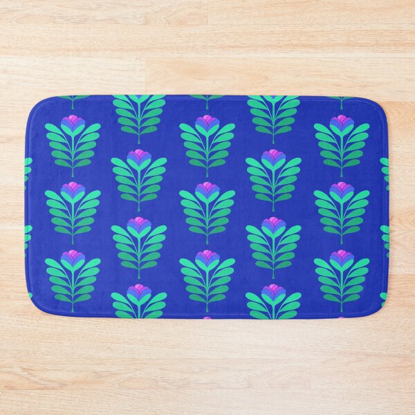 Item preview, Modern blue and pink flowers on deep blue designed and sold by MarySchwindt.