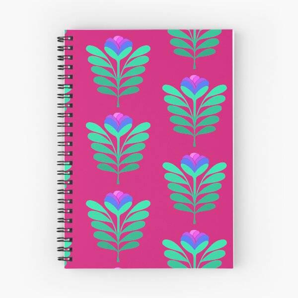 Item preview, Modern blue and pink flowers on dark pink designed and sold by MarySchwindt.