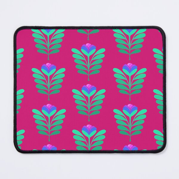 Item preview, Modern blue and pink flowers on dark pink designed and sold by MarySchwindt.