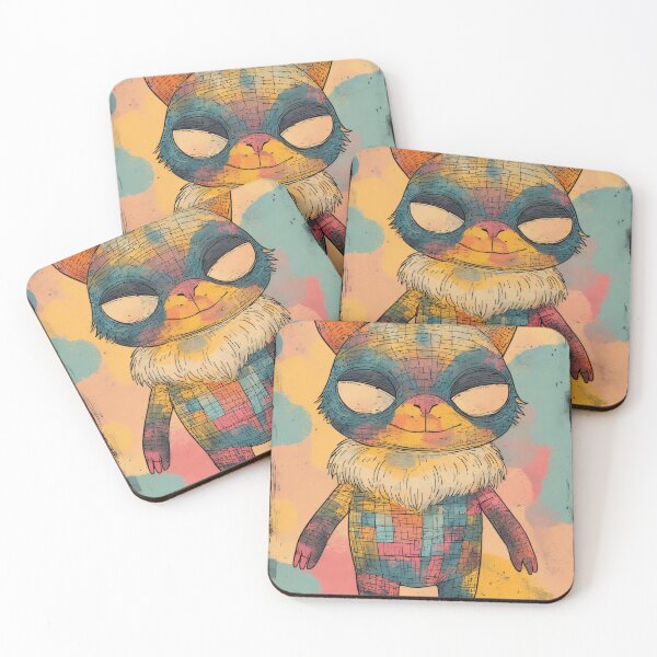 Item preview, A brightly checkered creature with large eyes gazes designed and sold by Mianku | Für das Leben.