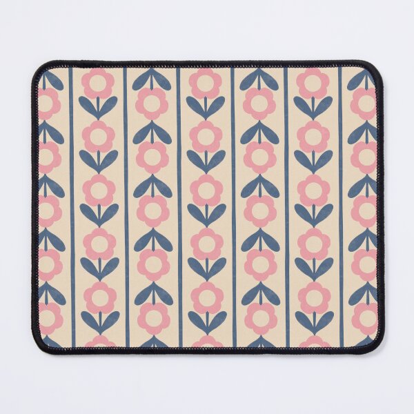 Item preview, Retro Folk Floral Stripe in Pink & Blue designed and sold by Illustrated by Nat.