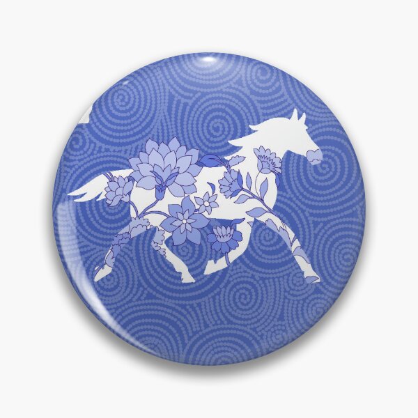 Item preview, Spring Stallion -Monochrome Indigo Crest designed and sold by Fabricatemyart.