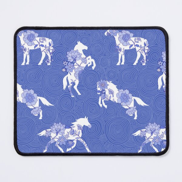 Item preview, Spring Stallion -Monochrome Indigo Crest designed and sold by Fabricatemyart.