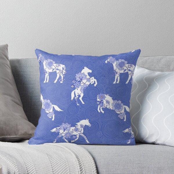 Item preview, Spring Stallion -Monochrome Indigo Crest designed and sold by Fabricatemyart.