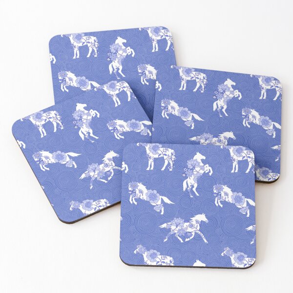 Item preview, Spring Stallion -Monochrome Indigo Crest designed and sold by Fabricatemyart.