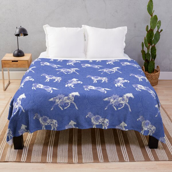 Item preview, Spring Stallion -Monochrome Indigo Crest designed and sold by Fabricatemyart.
