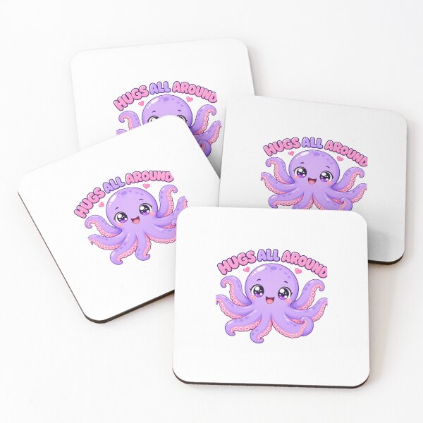 Item preview, Hugs All Around Cute Kawaii Octopus Saying designed and sold by BoosterShop.