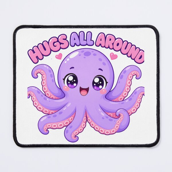 Item preview, Hugs All Around Cute Kawaii Octopus Saying designed and sold by BoosterShop.