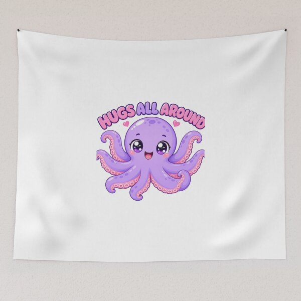 Item preview, Hugs All Around Cute Kawaii Octopus Saying designed and sold by BoosterShop.