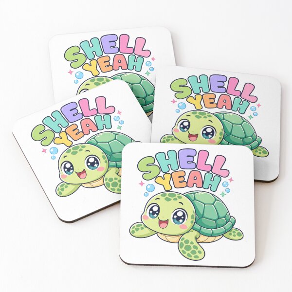 Artikelvorschau, Shell Yeah Süße Kawaii Schildkröte Spruch entworfen und verkauft von BoosterShop.