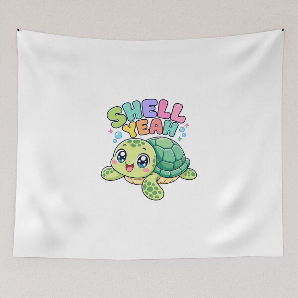 Item preview, Shell Yeah Cute Kawaii Turtle Saying designed and sold by BoosterShop.