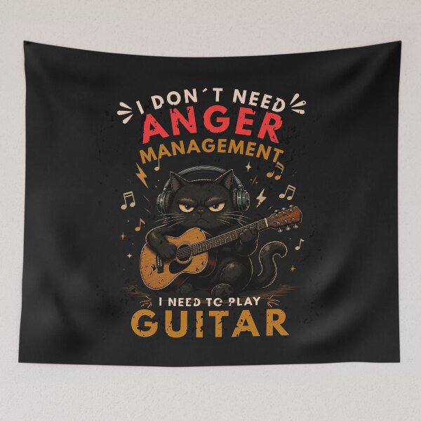 Item preview, I Don't Need Anger Management I Need to Play Guitar Funny Cat Design designed and sold by Joyful-Pixel.