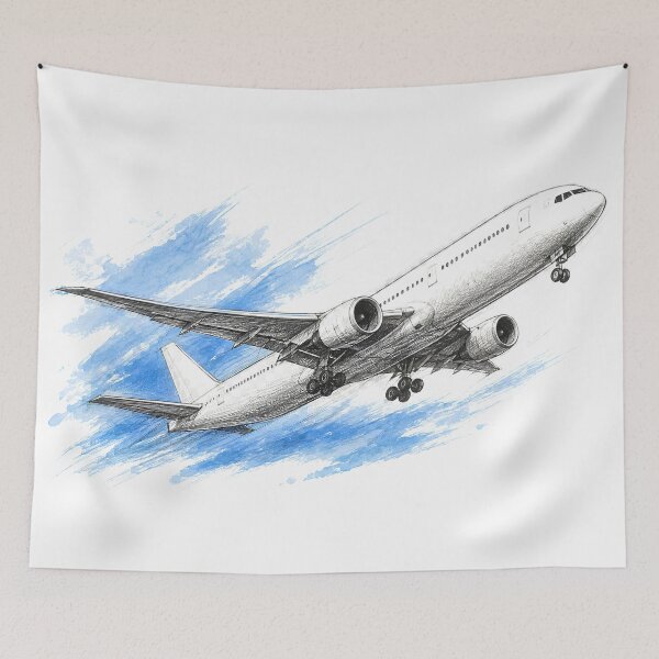 Item preview, Drawing of Airplane Takeoff Pencil Sketch Aviation Art Airliner Illustration designed and sold by EMaviation_.