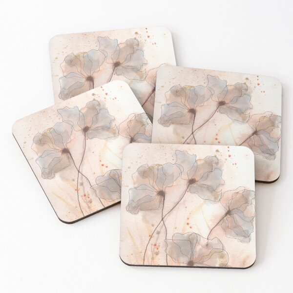Item preview, Ethereal Floral Line Art - Modern Dusty Blue and Nude Watercolor designed and sold by WaterColorCats1.