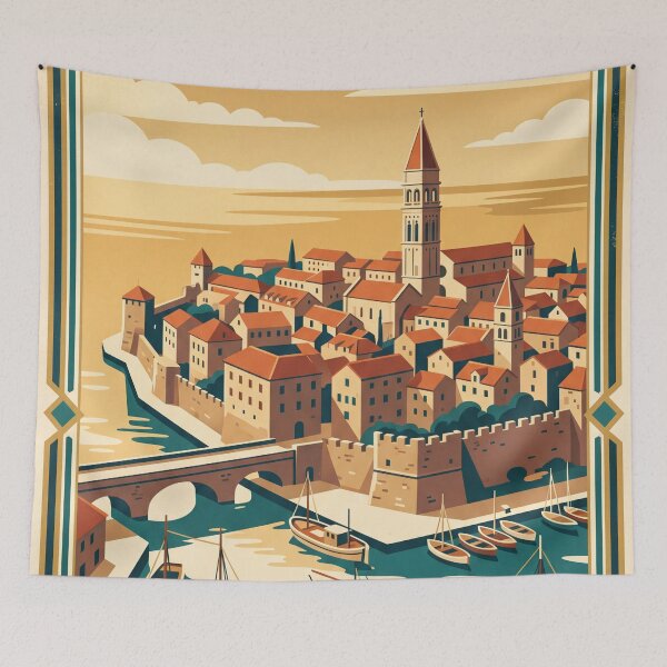 Item preview, Trogir Croatia Vintage Travel Poster designed and sold by Bomax121.