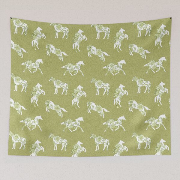 Item preview, Spring Stallion -Monochrome Moss Gold designed and sold by Fabricatemyart.
