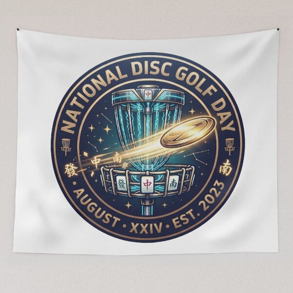 Item preview, National Disc Golf Day Mahjong Tiles Vintage Emblem designed and sold by jcm320.