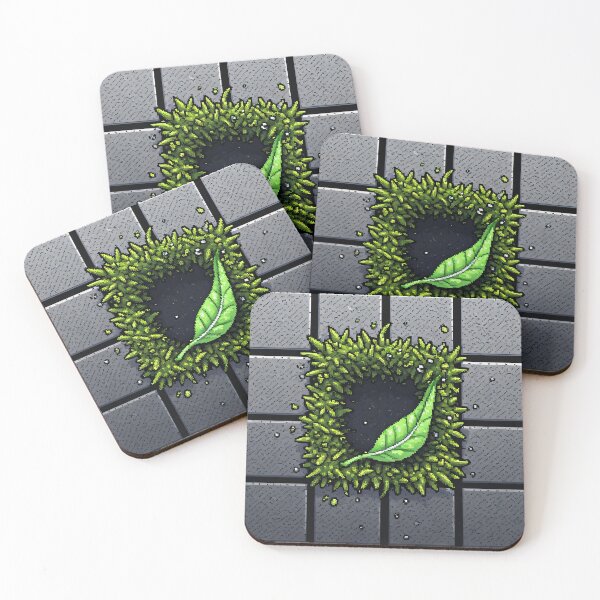 Item preview, Green leaf in a square hedge hole designed and sold by Mianku | Für das Leben.