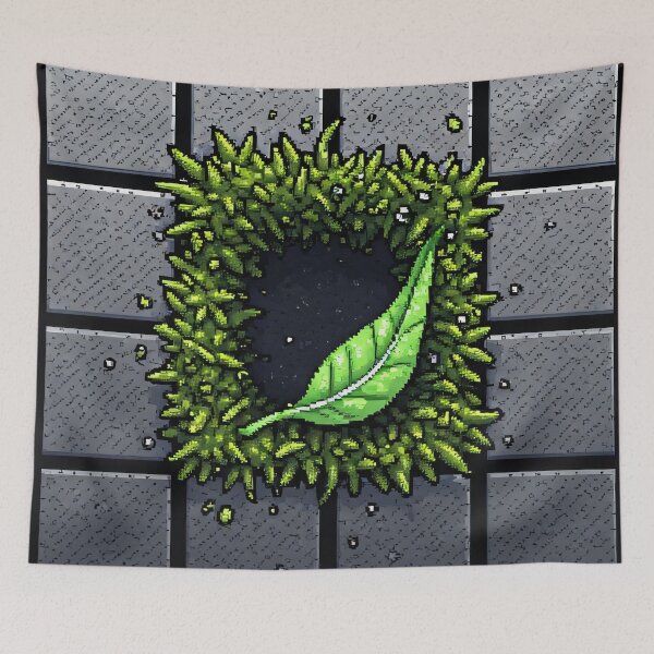 Item preview, Green leaf in a square hedge hole designed and sold by Mianku | Für das Leben.