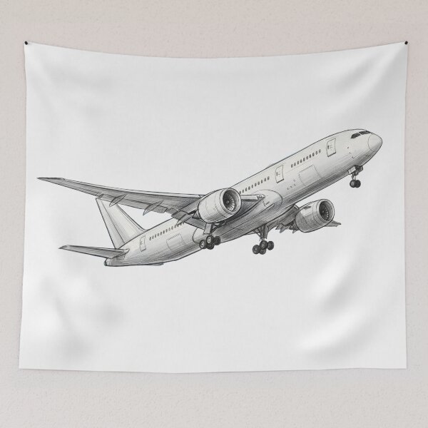 Item preview, Airplane Climbing Takeoff Hand Drawn Aviation Sketch Artistic Airliner Drawing designed and sold by EMaviation_.