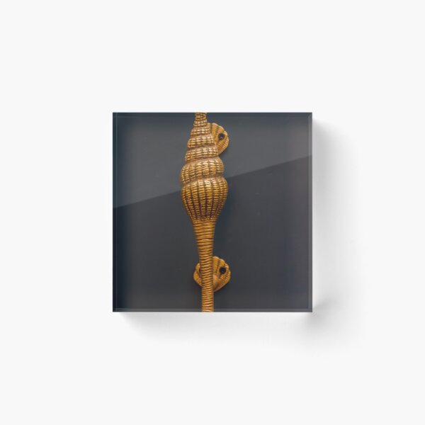 Item preview, Ornate Gold Conch Door Handle On Dark Door — Vintage Brass Shell Pull Decorative Nautical Hardware designed and sold by Nmallia.
