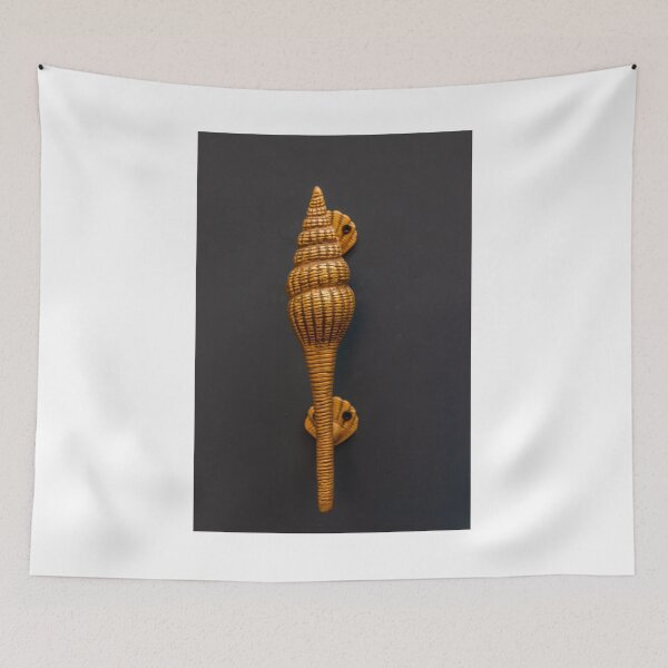 Item preview, Ornate Gold Conch Door Handle On Dark Door — Vintage Brass Shell Pull Decorative Nautical Hardware designed and sold by Nmallia.