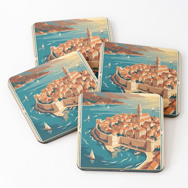 Item preview, Korčula Croatia Vintage Travel Poster designed and sold by Bomax121.
