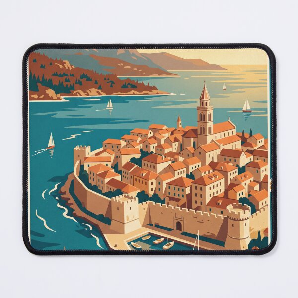 Item preview, Korčula Croatia Vintage Travel Poster designed and sold by Bomax121.
