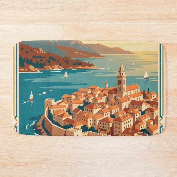Item preview, Korčula Croatia Vintage Travel Poster designed and sold by Bomax121.