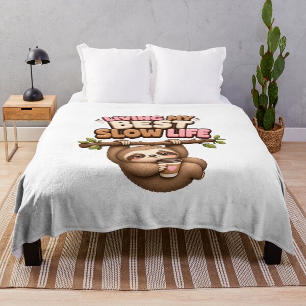 Item preview, Living My Best Slow Life Kawaii Sloth designed and sold by BoosterShop.